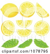 Poster, Art Print Of Pieces Of Lemon Wedges With Leaves