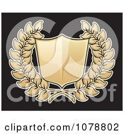 Clipart 3d Golden Shield And Wreath Royalty Free Vector Illustration