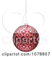 Clipart Suspended Red Floral Christmas Bauble Royalty Free Vector Illustration