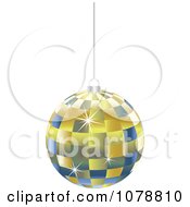 Clipart Suspended Gold And Blue Mosaic Christmas Bauble Royalty Free Vector Illustration