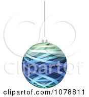 Clipart Suspended Blue Ribbon Christmas Bauble Royalty Free Vector Illustration