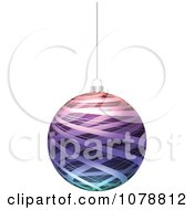 Clipart Suspended Purple Ribbon Christmas Bauble Royalty Free Vector Illustration