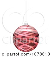 Clipart Suspended Red Ribbon Christmas Bauble Royalty Free Vector Illustration