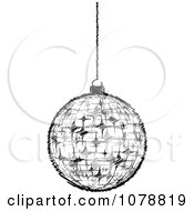 Clipart Suspended Black And White Starry Christmas Bauble Royalty Free Vector Illustration