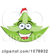 Poster, Art Print Of Happy Christmas Tree Wearing A Santa Hat