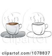 Clipart Outlined And Colored Coffee Cups Royalty Free Vector Illustration