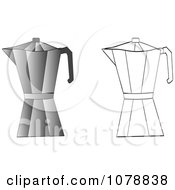Clipart Outlined And Colored Coffee Caraffes Royalty Free Vector Illustration