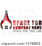 Clipart House And Fire With Sample Text Logo Royalty Free Vector Illustration
