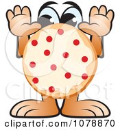 Clipart Pepperoni Pizza Holding Its Arms Up 2 Royalty Free Vector Illustration