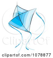 Clipart Flying Blue Kite Royalty Free Vector Illustration