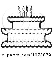 Clipart Outlined Birthday Cake Royalty Free Vector Illustration