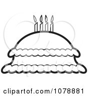 Clipart Outlined Mound Birthday Cake Royalty Free Vector Illustration