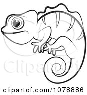 Clipart Outlined Chameleon Lizard Royalty Free Vector Illustration by Lal Perera