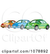 Poster, Art Print Of Shiny Orange Blue And Green Vw Bug Cars