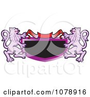 Poster, Art Print Of Purple Heraldic Lions And A Banner Shield