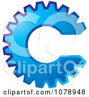 Poster, Art Print Of Blue Gear Cog In The Shape Of The Letter C