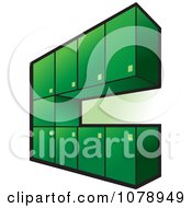 Clipart Wall Of Green Cabinets Royalty Free Vector Illustration