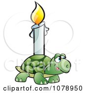 Clipart Tortoise With A Candle On His Back Royalty Free Vector Illustration