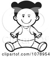 Poster, Art Print Of Black And White Happy Baby Girl