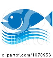 Poster, Art Print Of Blue Fish And Wave Logo