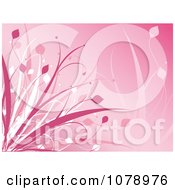 Clipart Pink Floral Background With Grasses Royalty Free Vector Illustration
