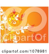 Poster, Art Print Of Orange Floral Background With Foliage
