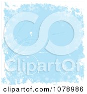 Poster, Art Print Of Blue Floral Grunge Background With Curving Grass And White Edges