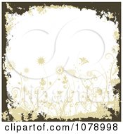 Poster, Art Print Of Dark Green Floral Grunge Background With Flowers