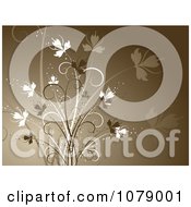 Clipart Brown Floral Background With Flowers Royalty Free Vector Illustration