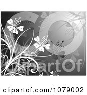 Clipart Gray Floral Background With Flowers Royalty Free Vector Illustration