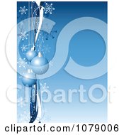 Poster, Art Print Of Blue Christmas Bauble Background With Snowflakes And Copyspace 1