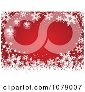 Poster, Art Print Of Red Christmas Background With Baubles Snowflakes And Copyspace