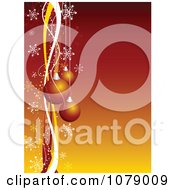 Poster, Art Print Of Orange Christmas Background With Baubles Snowflakes And Copyspace