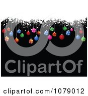 Clipart Black Christmas Background With Colorful Baubles Snow Grunge And Copyspace Royalty Free Vector Illustration