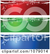 Poster, Art Print Of Red Green And Blue Snowflake And Christmas Bauble Website Banners