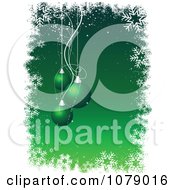 Poster, Art Print Of Green Christmas Background With Baubles Snowflakes And Copyspace