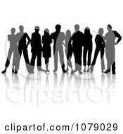 Clipart Black Silhouetted Group Of Young People Royalty Free Vector Illustration