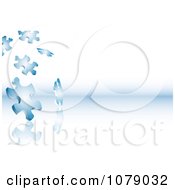 Clipart 3d Blue Puzzle Pieces Over A Blue And White Background Royalty Free Vector Illustration
