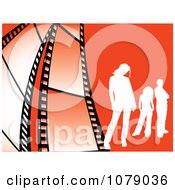 Poster, Art Print Of White Silhouetted People On Orange With Film Strips