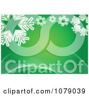 Poster, Art Print Of Green Christmas Background With Snowflakes And Waves
