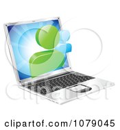 3d Social Media Networking Icon Over A Laptop Computer