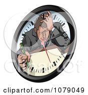 Stressed Businsesman Trying To Meet A Deadline On A Clock Face