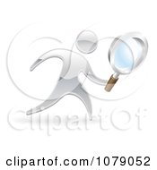 Poster, Art Print Of 3d Silver Person Searching With A Magnifying Glass
