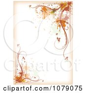 Poster, Art Print Of Grungy Off White Autumn Background With Splatters And Vines
