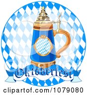 Poster, Art Print Of Beer Stein On A Blue Diamond Plate With An Oktoberfest Banner
