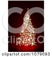Clipart Golden Sparkle Christmas Tree On Red Royalty Free Vector Illustration