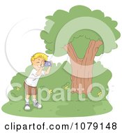 Clipart Summer Camp Boy Taking Nature Pictures Royalty Free Vector Illustration