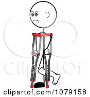 Clipart Stick Person Using Crutches Royalty Free Vector Illustration