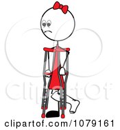 Clipart Stick Girl Using Crutches Royalty Free Vector Illustration by Pams Clipart