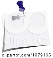 Clipart Blue Push Pin Tacking A Blank Note To A Wall Royalty Free Vector Illustration